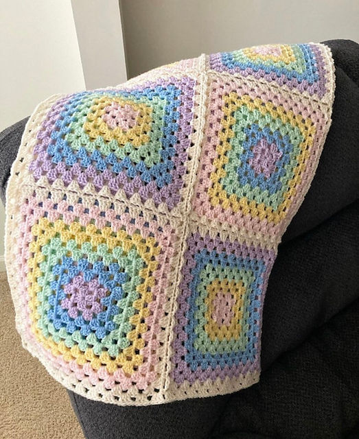 pastel large granny square baby blanket