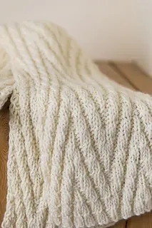 off white knit scarf with chevron texture