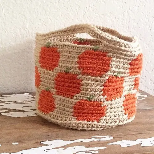 crochet pumpkin basket