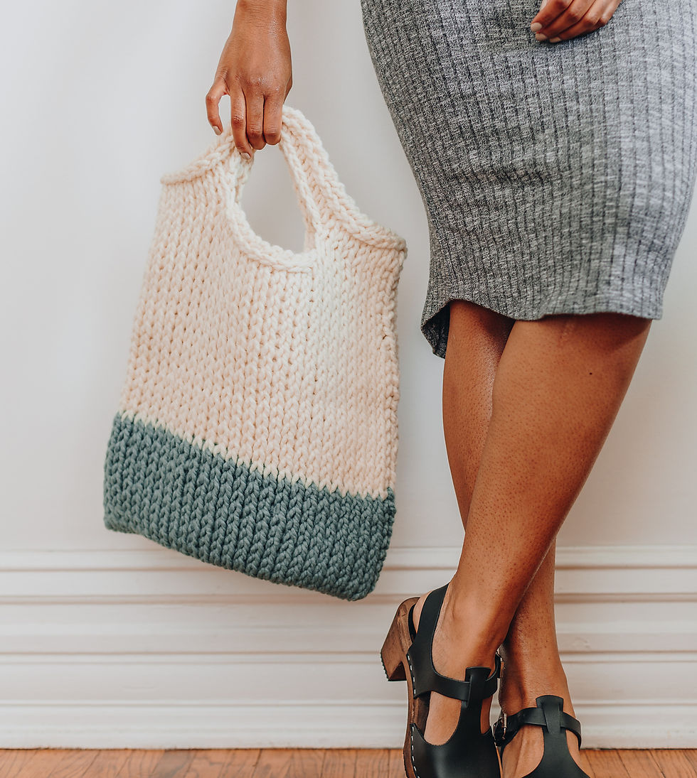 Tunisian crochet colour dip tote bag