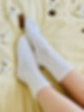 white ribbed hand knit socks