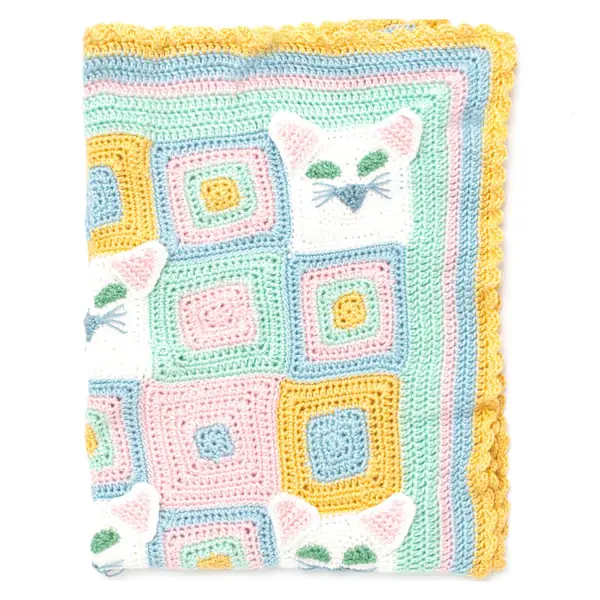 Pastel crochet Kitty blanket