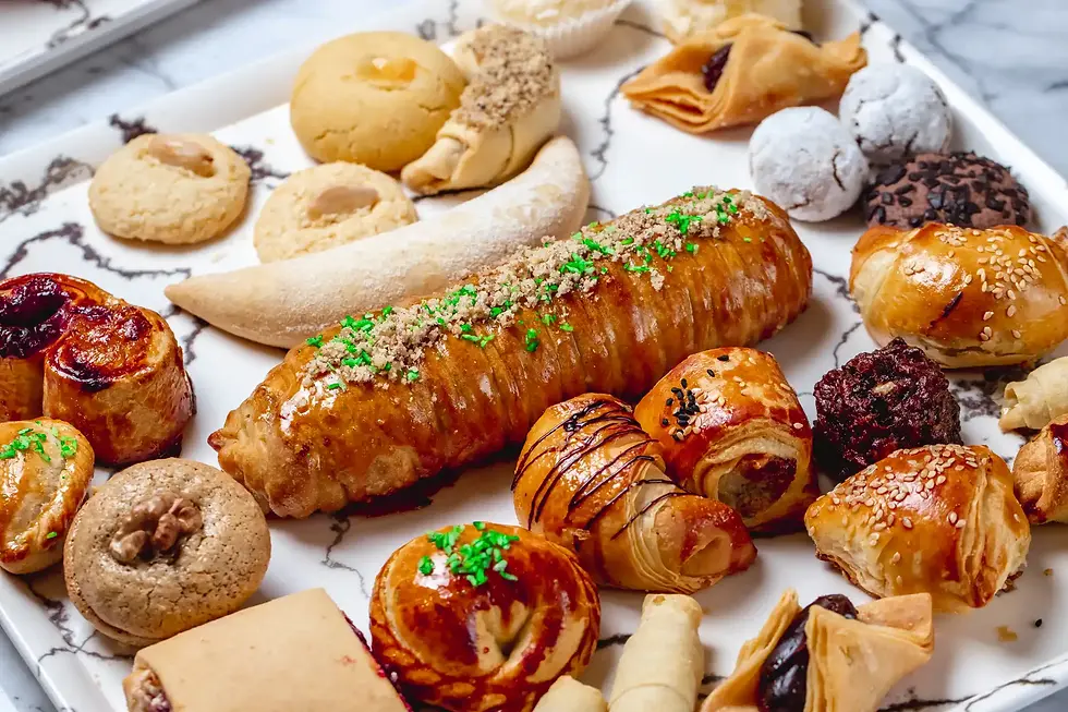 Tray of assorted sweet pastries and cookies