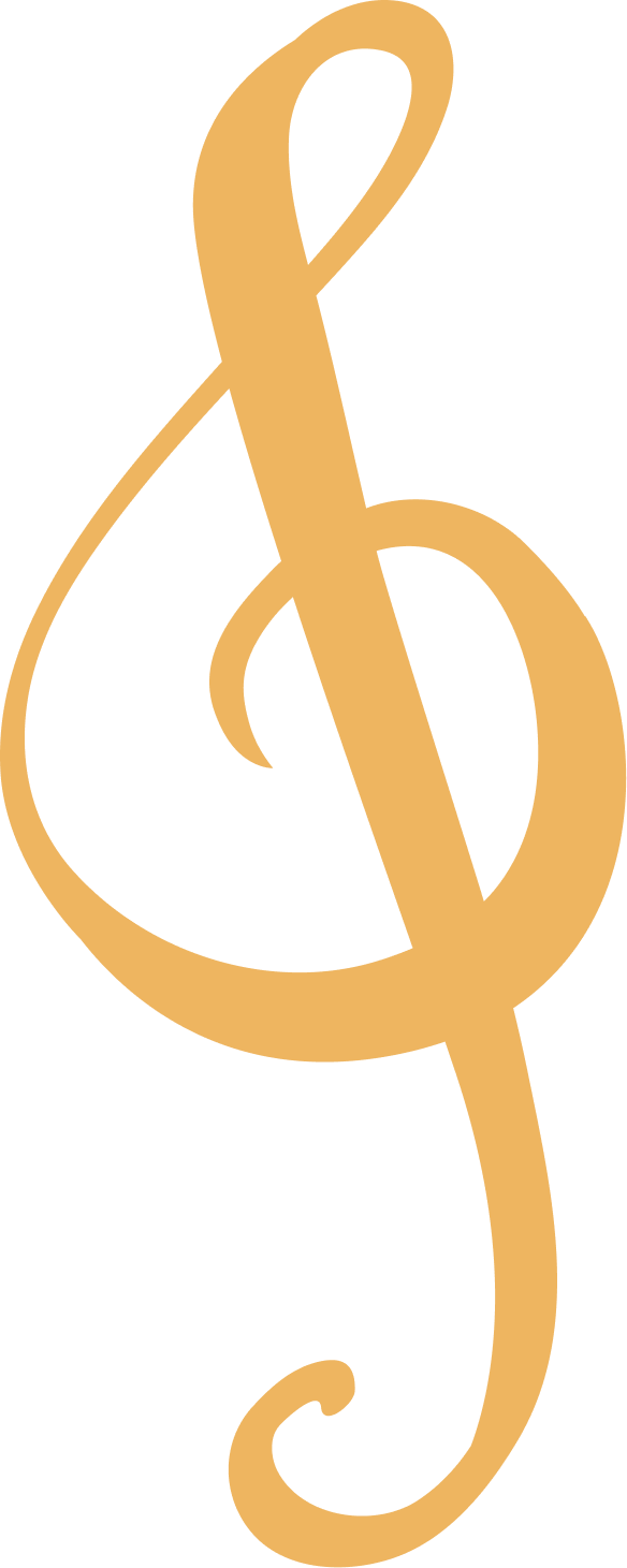 Golden treble clef, a musical symbol, on a plain black background.