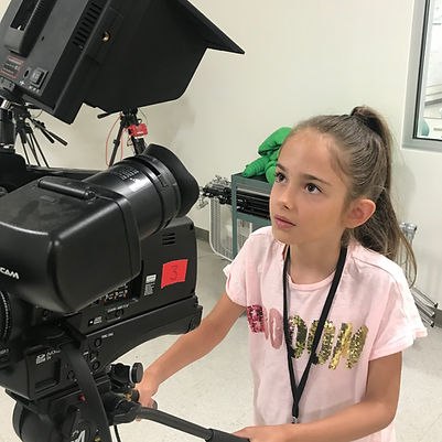 Young actor performs for camera