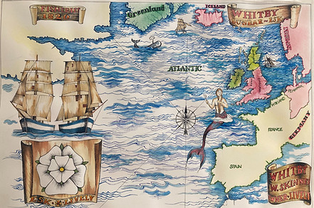 map of the voyage of the esk and lively. whalers