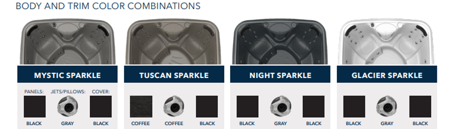 Sundance Spa Splash series color options Big Sky Spas Montana Hot Tubs