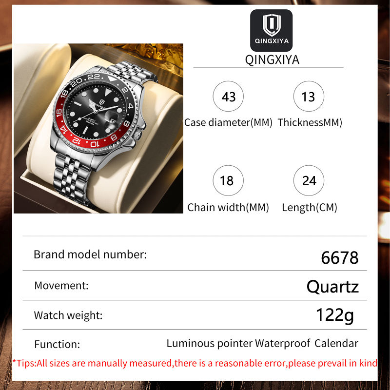 Miniatura: QINGXIYA Luxury Quartz Men Watch Waterproof Luminous Date Man Watch Stainless St