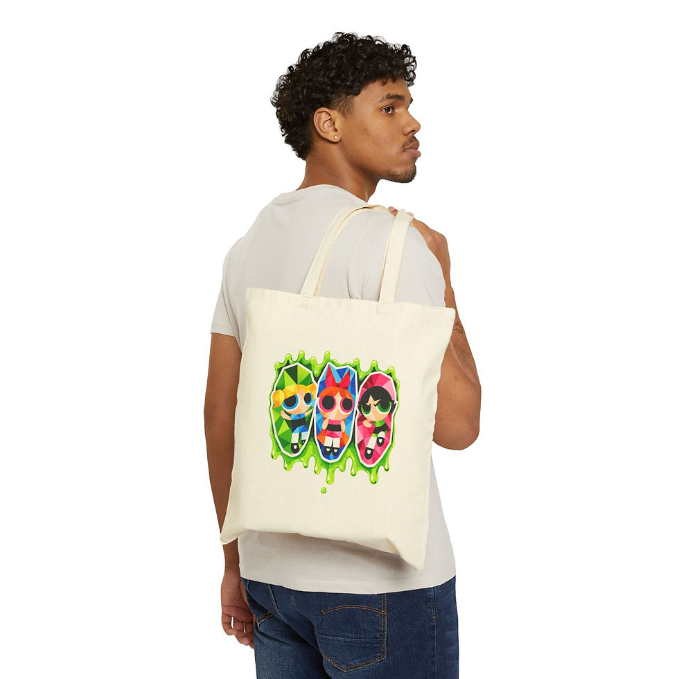 Thumbnail: Cute Slime Girls Canvas Tote — Colorful Cartoon Character Reusable Bag