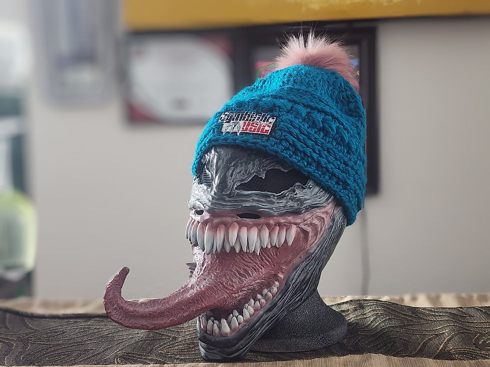 Thumbnail: TURQUOISE KNITTED COTTON SYMBIOTIC MUSIC BEANIE