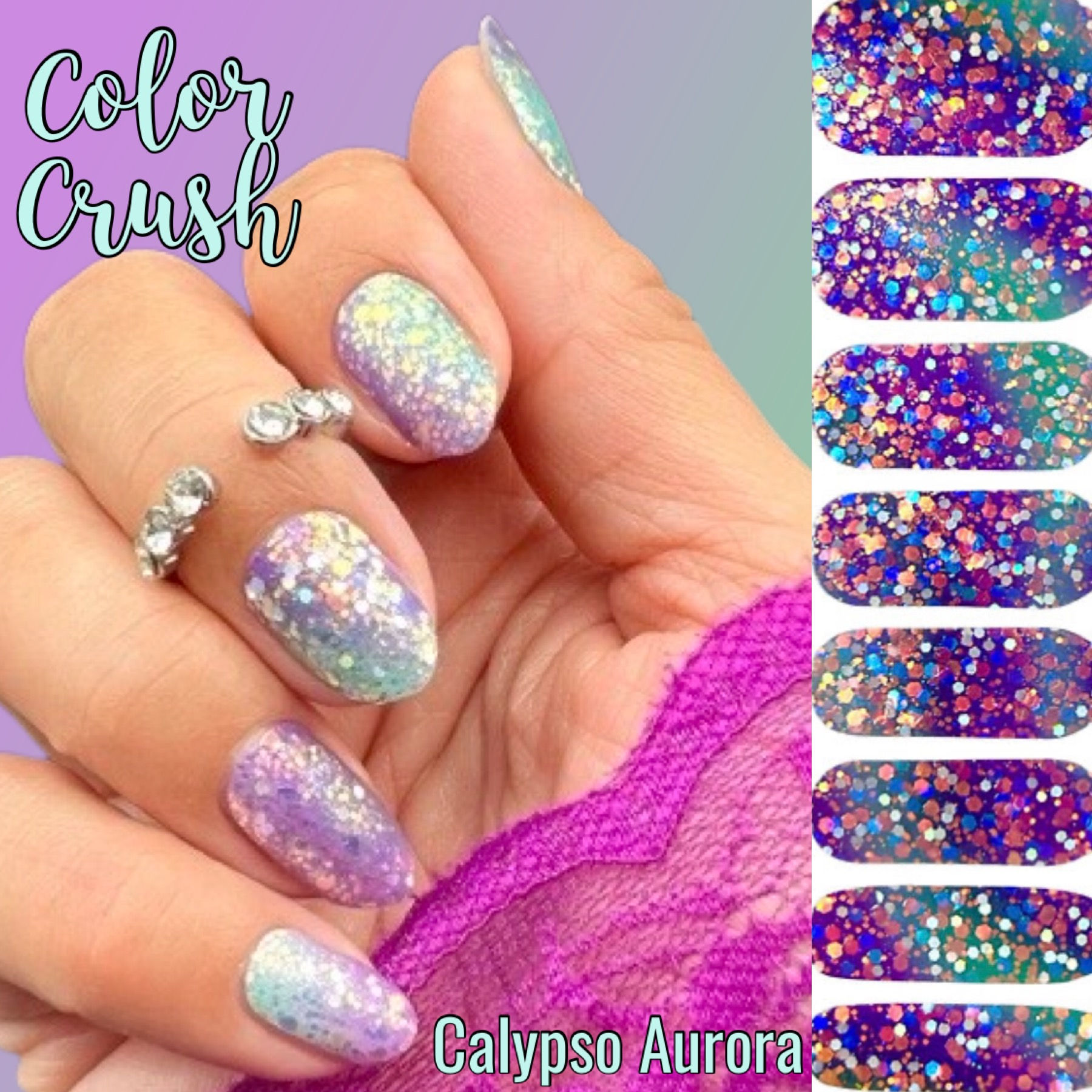 Calypso Aurora (Mermaid Finish with Holographic Confetti Glitter)
