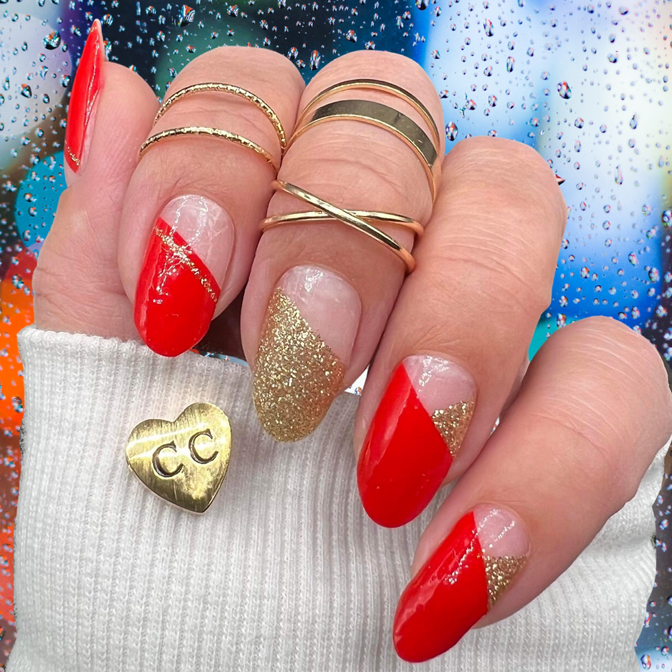 Rot und Gold V-Spitze (Überlagerung)