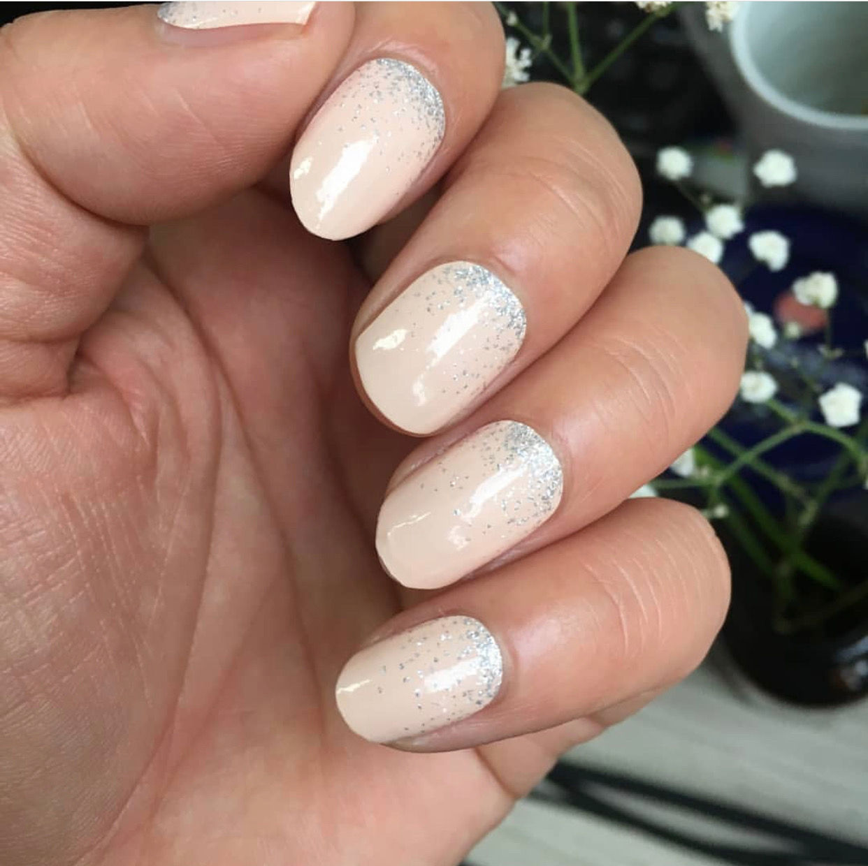 Peach Sparkle Reverse Tips