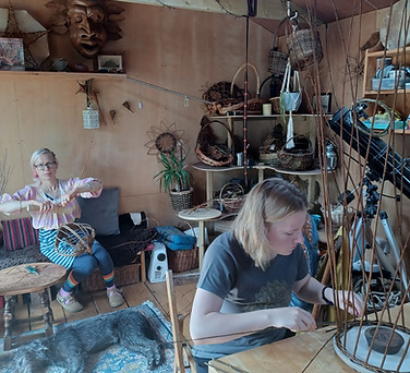 Weaving baskets in my workshop Nunney, Frome