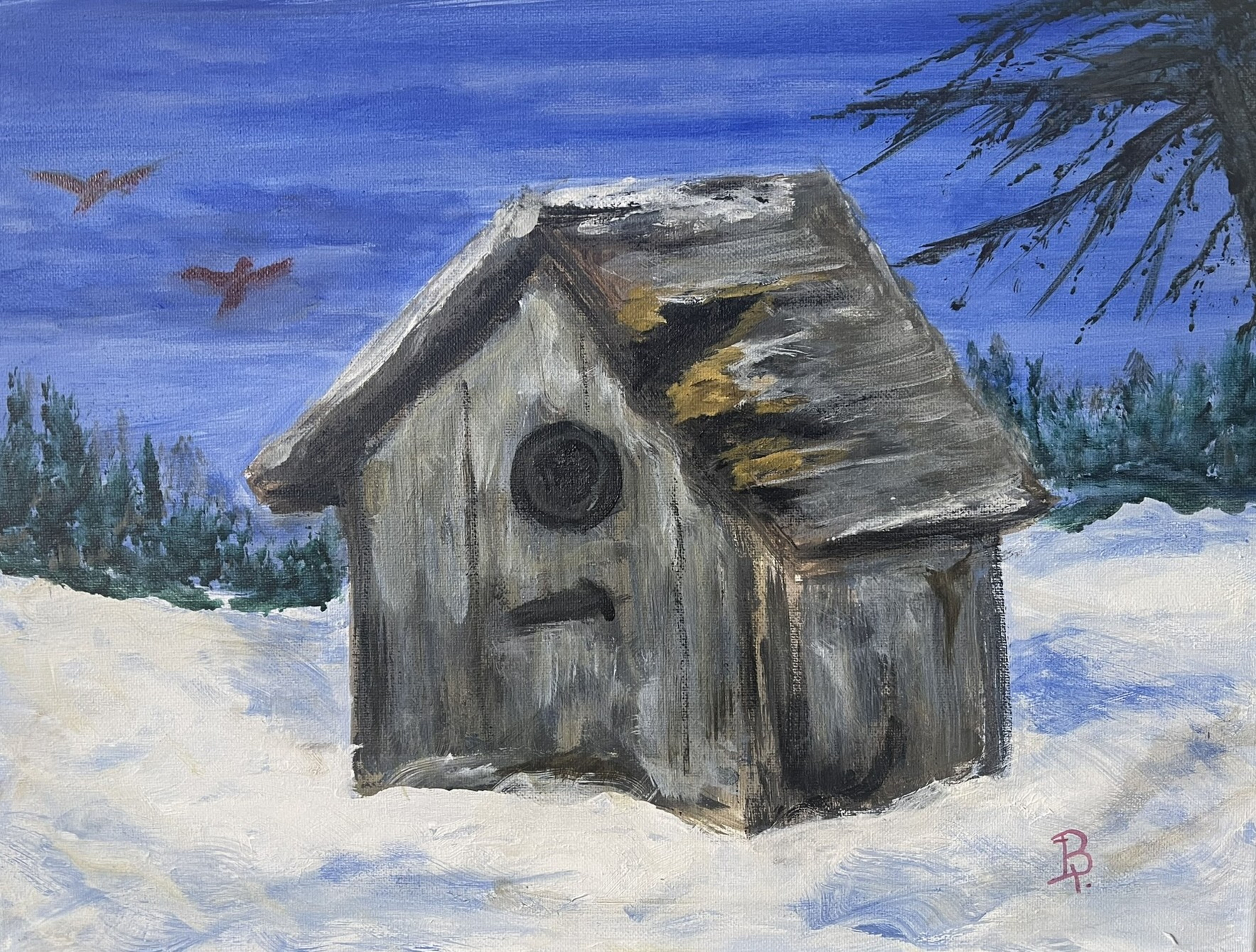 This Old Snowbird Home on a 12" x 16" canvas