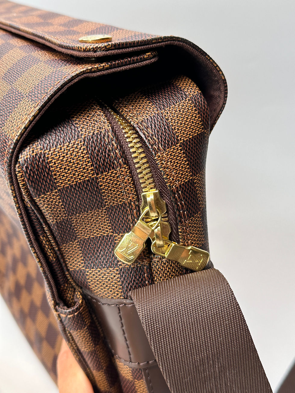 Thumbnail: Louis Vuitton Damier Ebene Canvas Naviglio Messenger Bag.