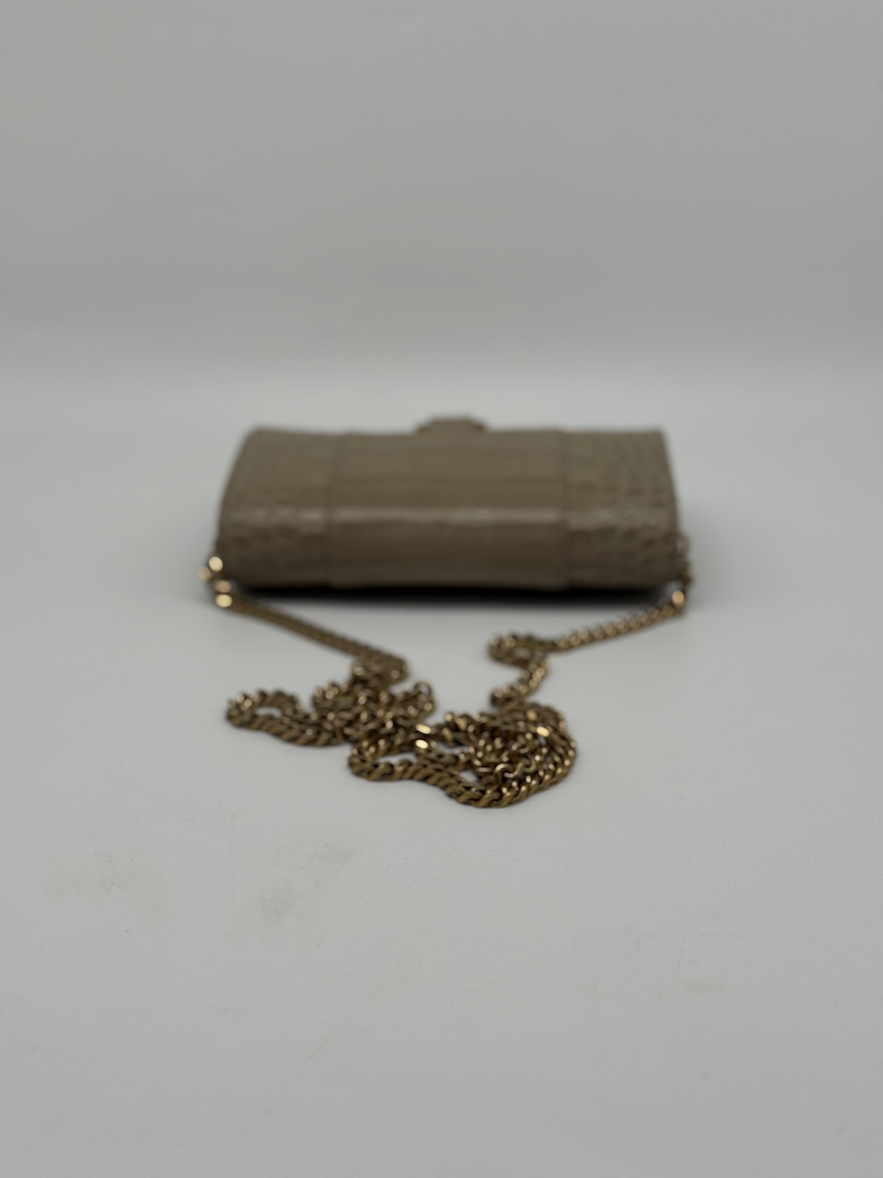 Thumbnail: Balenciaga Beige Faux Croc Hourglass Bag.
