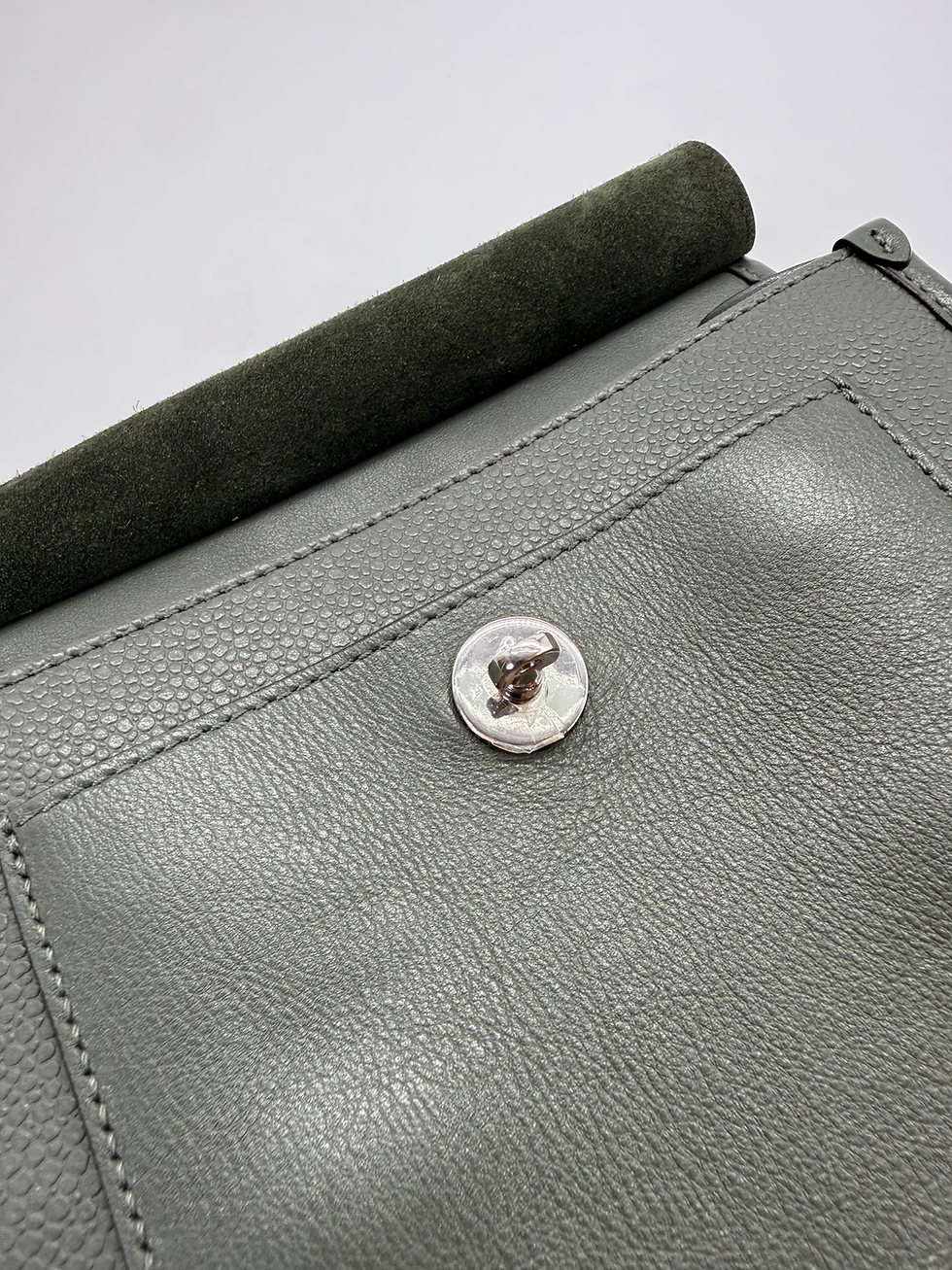 Thumbnail: Mulberry Linen Small Green Anthony Bag.