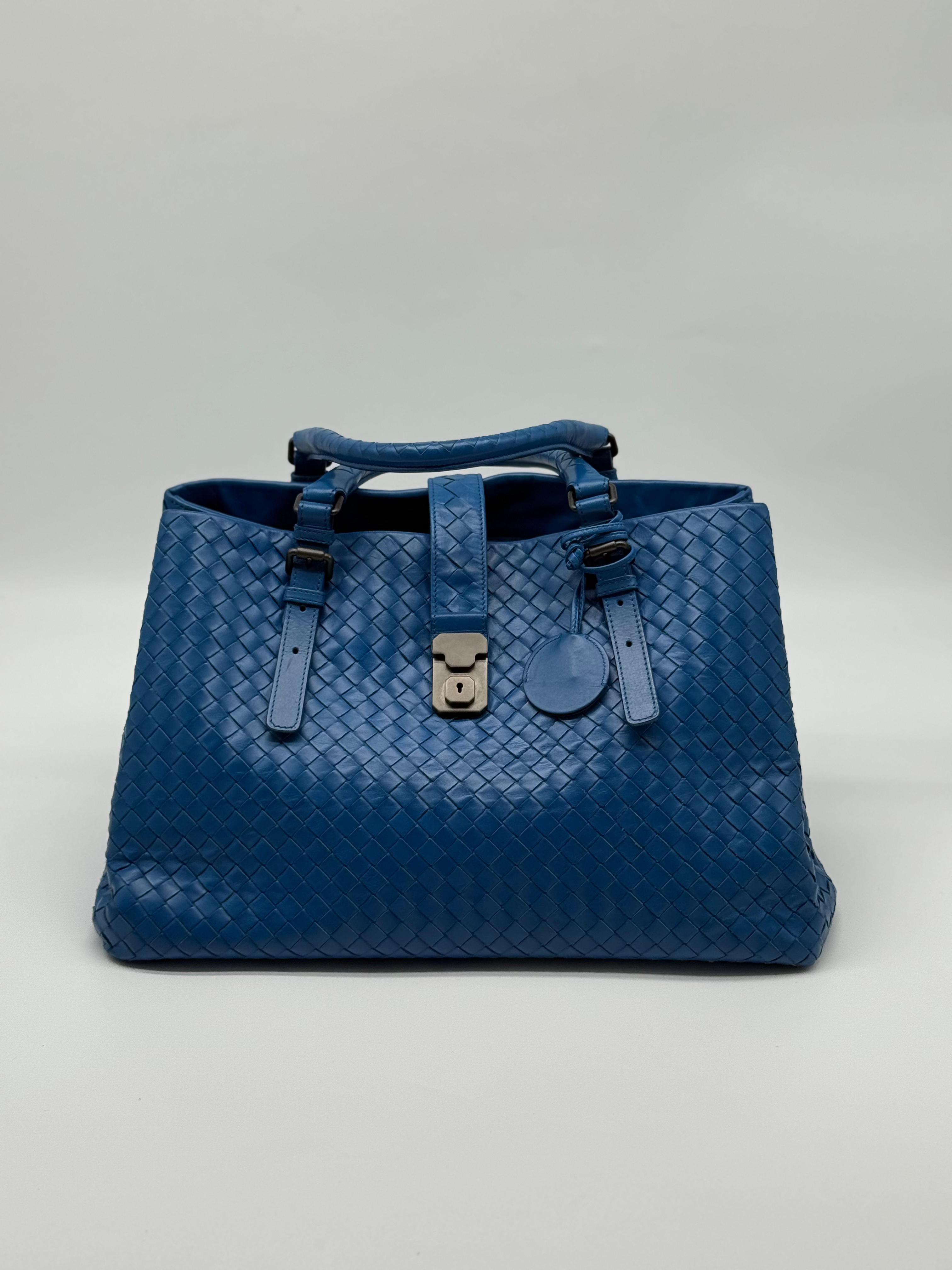 Bottega Venetta Blue Roma Bag.