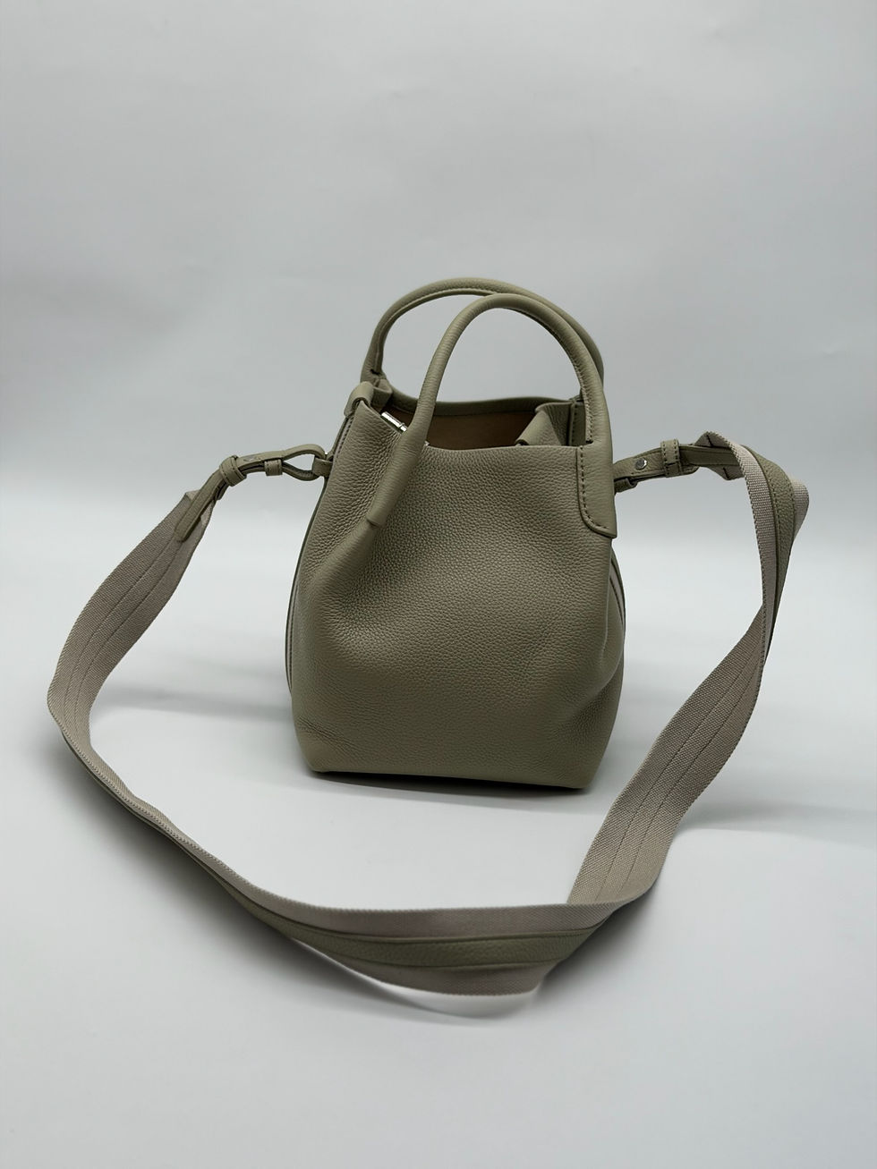 Thumbnail: Loro Piana Small Grained Bale Sage Leather Bag.
