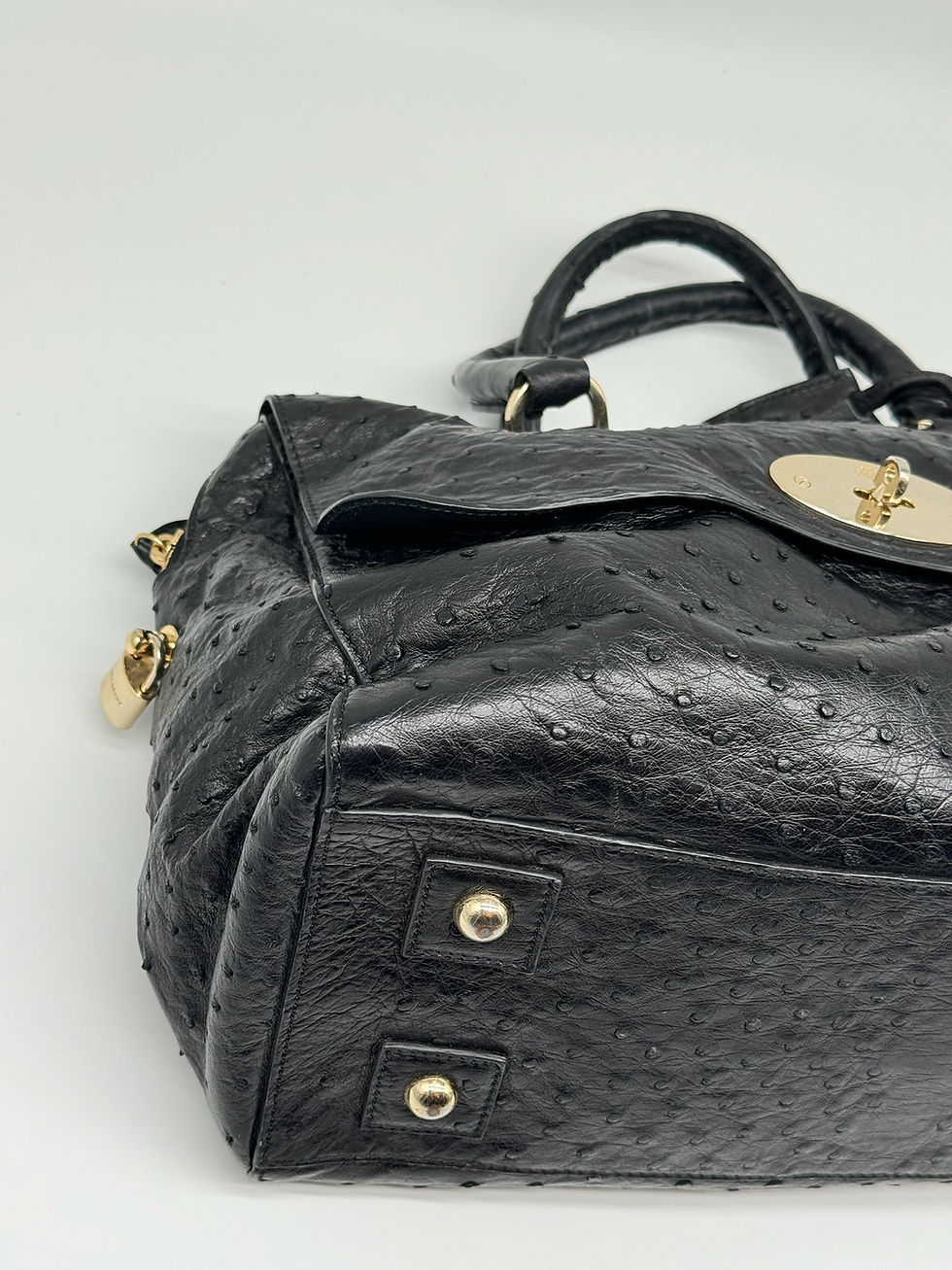 Thumbnail: Mulberry Black Ostrich Del Ray Bag.