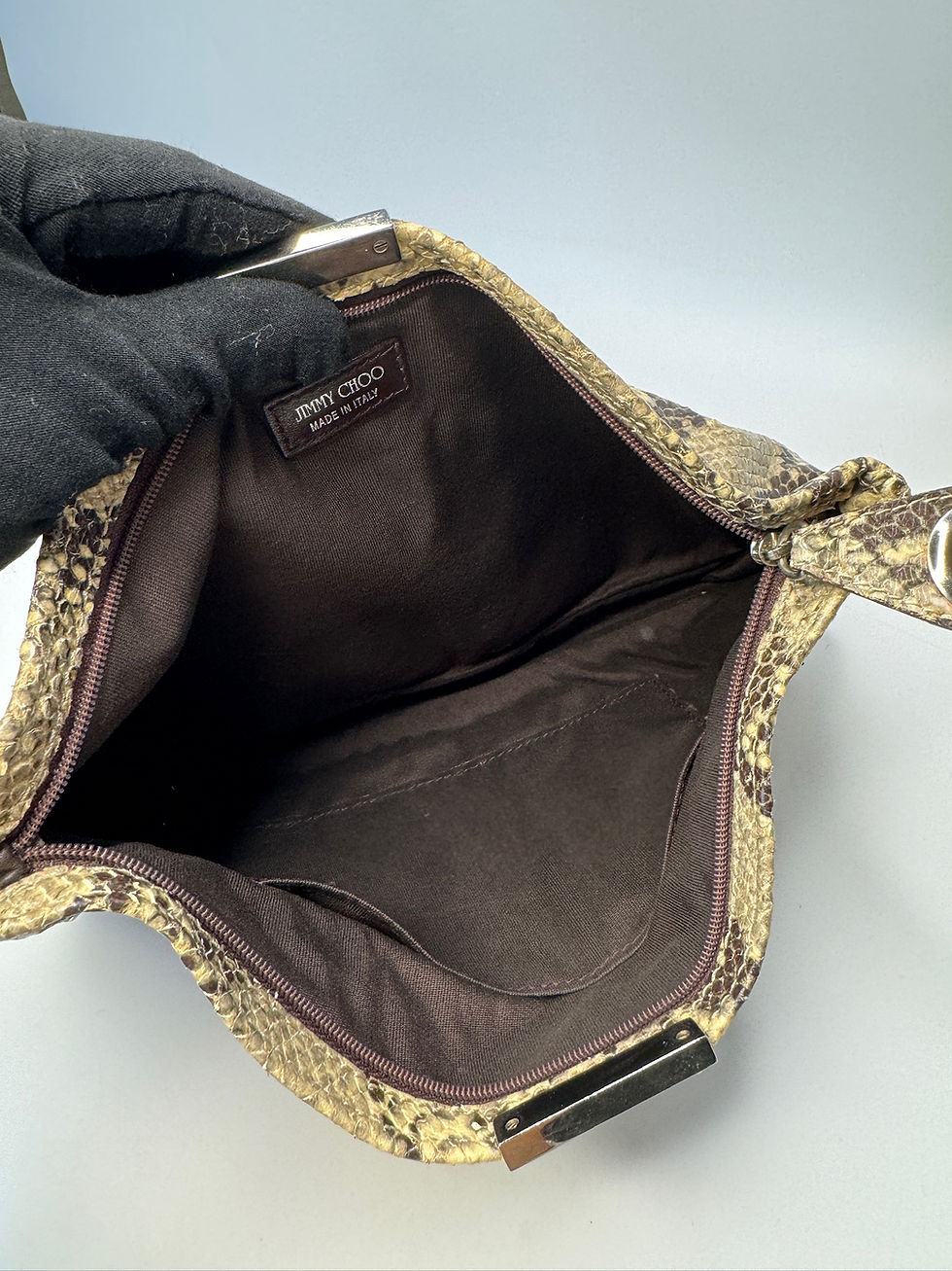 Thumbnail: Jimmy Choo Python and Star Studded Clutch Bag.