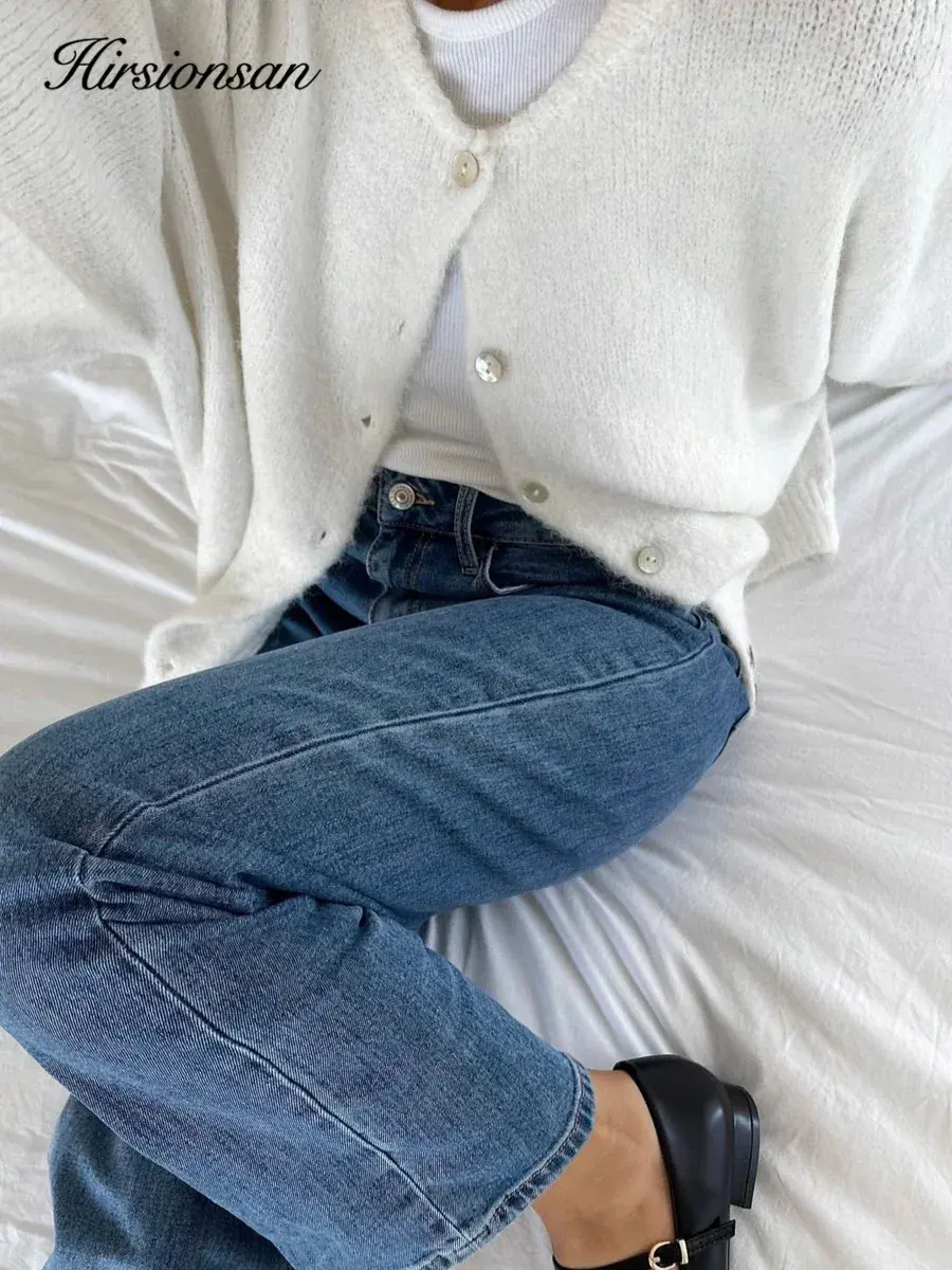 Thumbnail: Hirsionsan Elegant Long Sleeve Sweater Women 2024 New Single-Breasted Female Cas