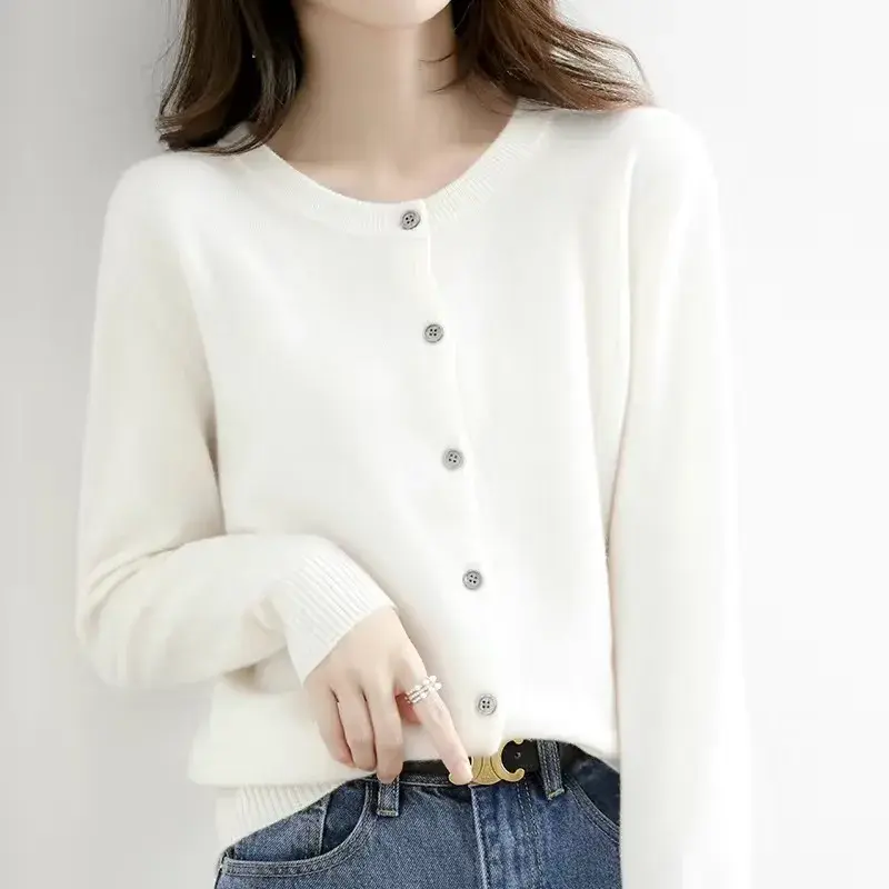 Thumbnail: AOSSVIAO 2026 Women Cardigans Sweater O-neck Autumn Winter Knitted Cashmere Card
