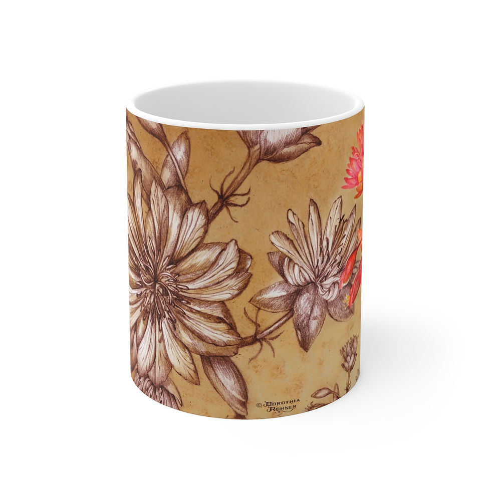 Thumbnail: Vintage Sepia Botanical Bitterroot Mug —Art by  Dorothia Rohner (11oz)