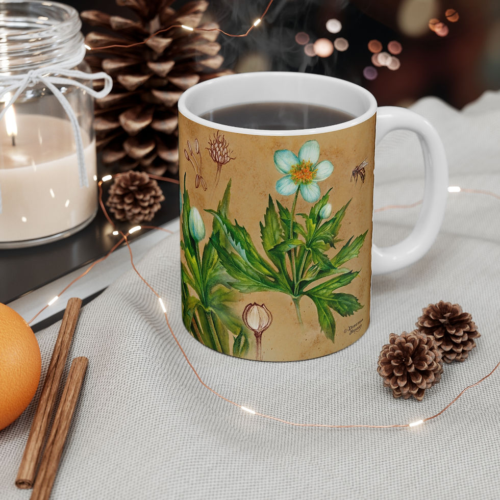 Thumbnail: Vintage Sepia Botanical Anemone Mug —Art by  Dorothia Rohner (11oz)