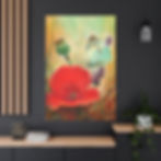 Thumbnail: Poppy & White Butterfly Matte Canvas Print —Art By Dorothia Rohner