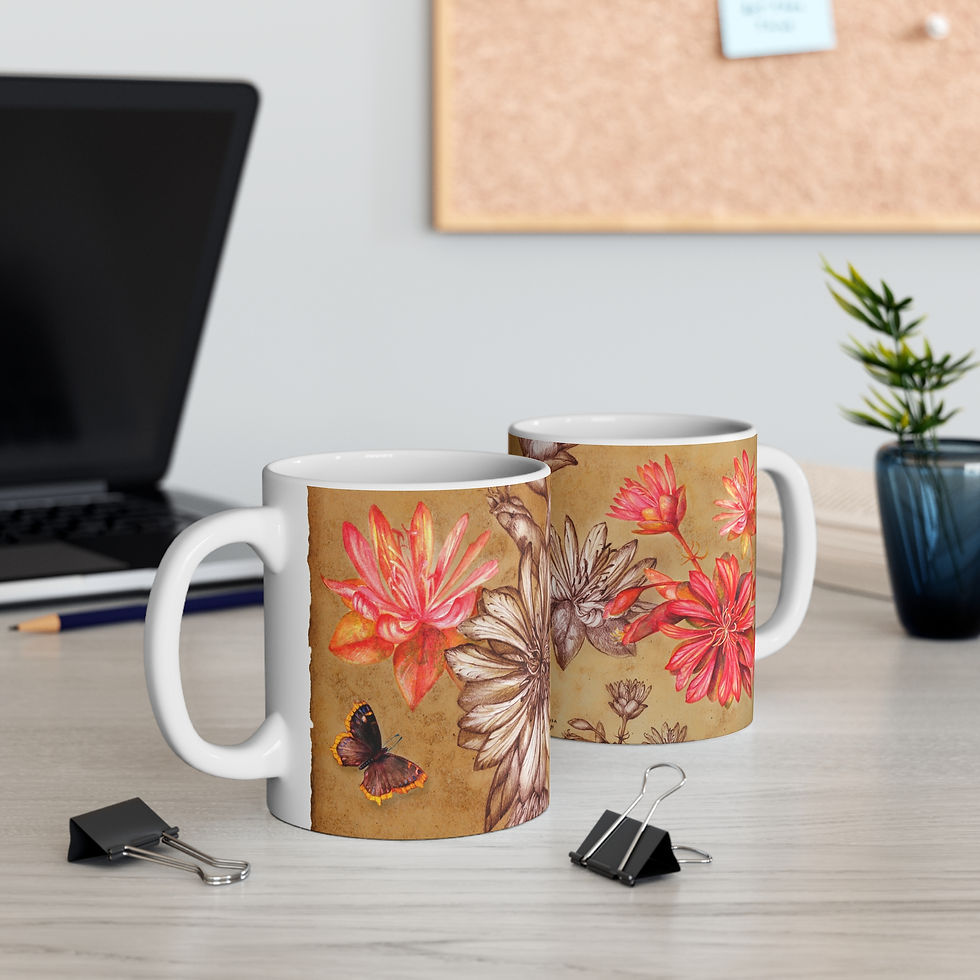 Thumbnail: Vintage Sepia Botanical Bitterroot Mug —Art by  Dorothia Rohner (11oz)