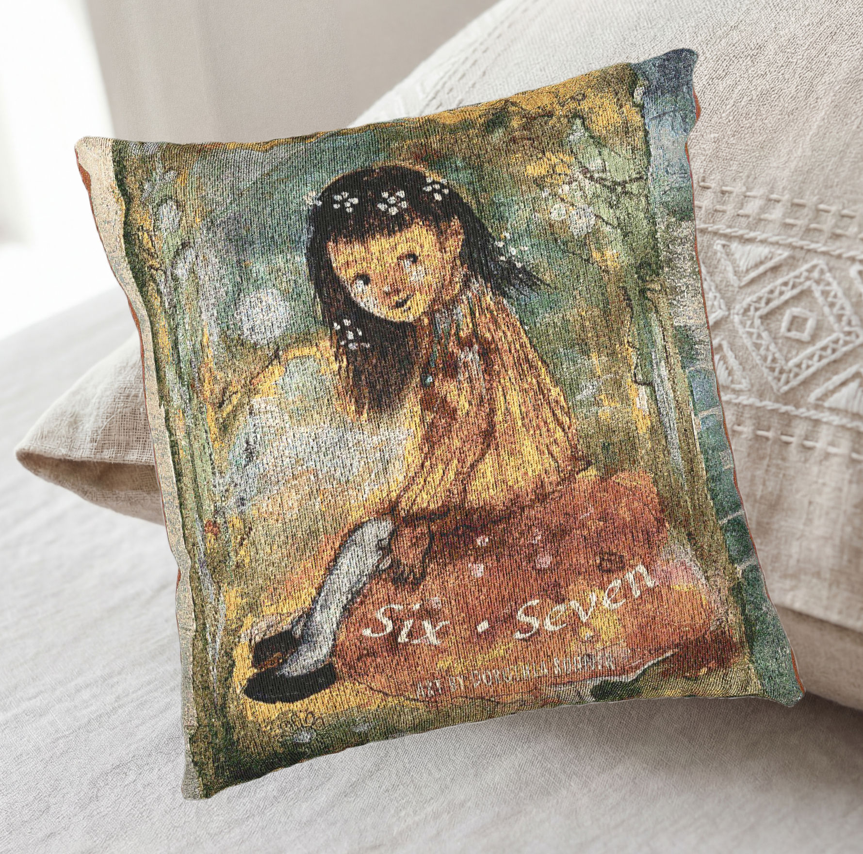 Woven Pillow — Mischievous Fairy “Six-Seven”