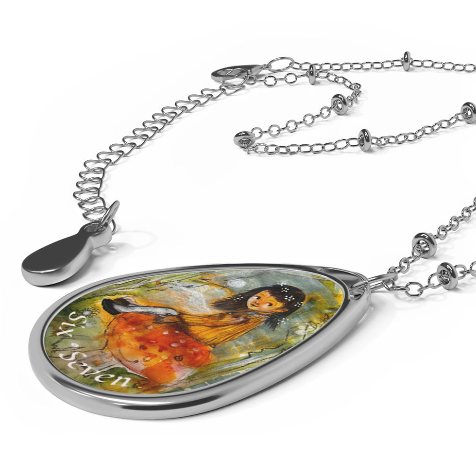 Thumbnail: "Secret of Six-Seven" Teardrop Pendant Necklace— Art by Dorothia Rohner 