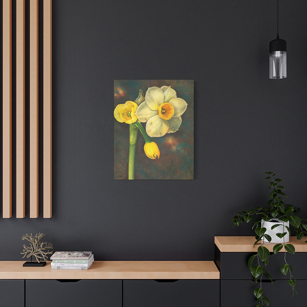 Thumbnail: Jonquil Daffodil Botanical Matte Canvas Print — Stretched 1.25"