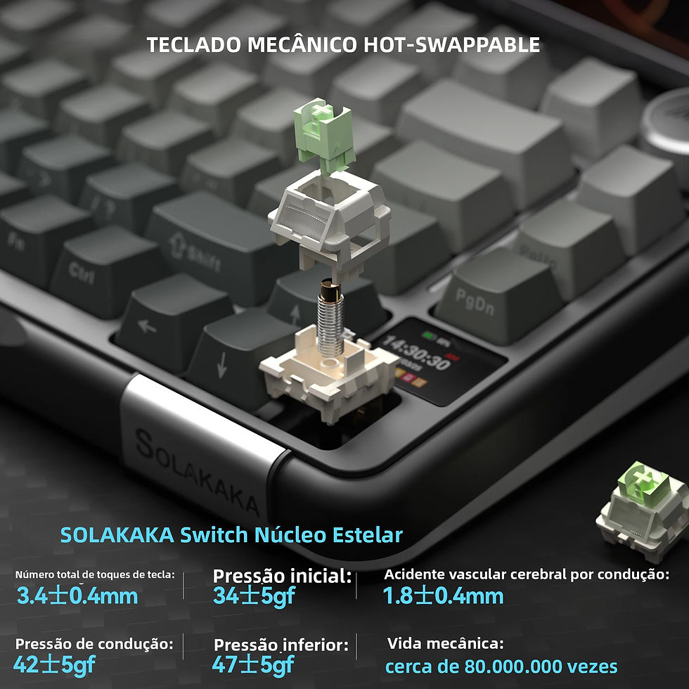 Miniature : SOLAKAKA A75PRO Keyboard 75% Wireless Mechanical with Screen and Knob RGB Backli
