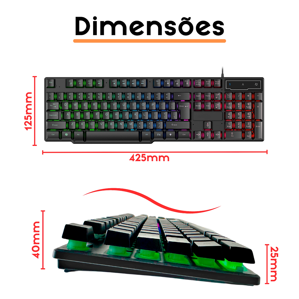 Miniatura: Teclado Gamer Semi Mecânico Led Rgb Abnt2 Usb Pc Ps4 Xbox