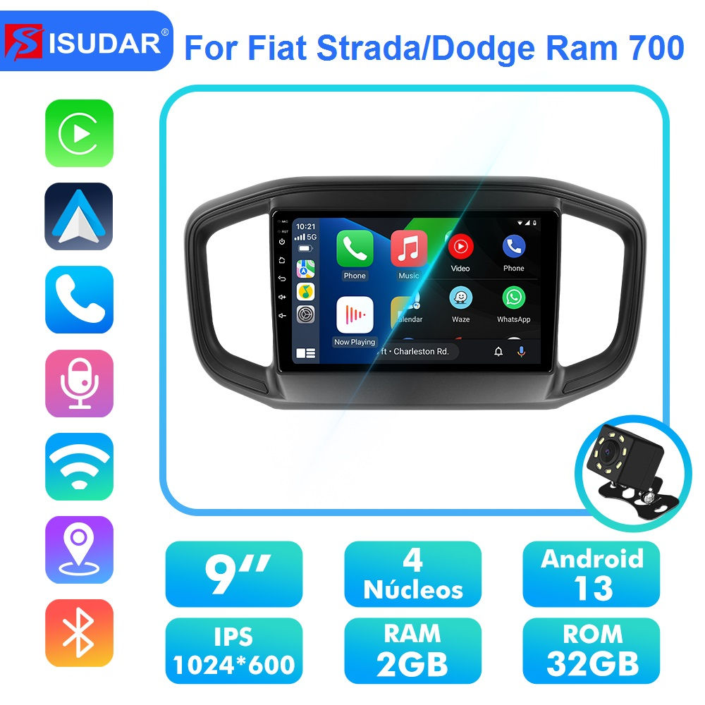 ISUDAR Android Car Radio For Fiat Strada Dodge Ram 700 2020+ Carplay android Aut
