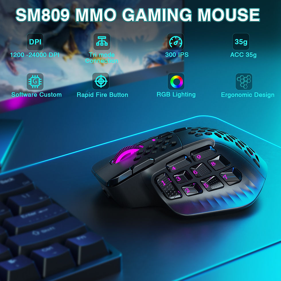 Miniature : SOLAKAKA SM809 Pro Wireless MMO Gaming Mouse 16 Buttons 24000 DPI Wireles Mouse 