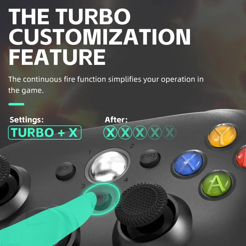 縮圖：DATA FROG Wireless Controller for Xbox 360 Slim PC, Dual Vibration Turbo Gamepad