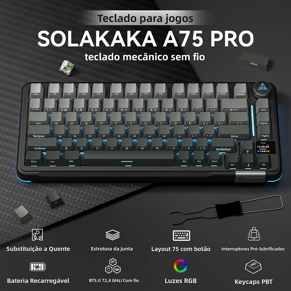 縮圖：SOLAKAKA A75PRO Keyboard 75% Wireless Mechanical with Screen and Knob RGB Backli