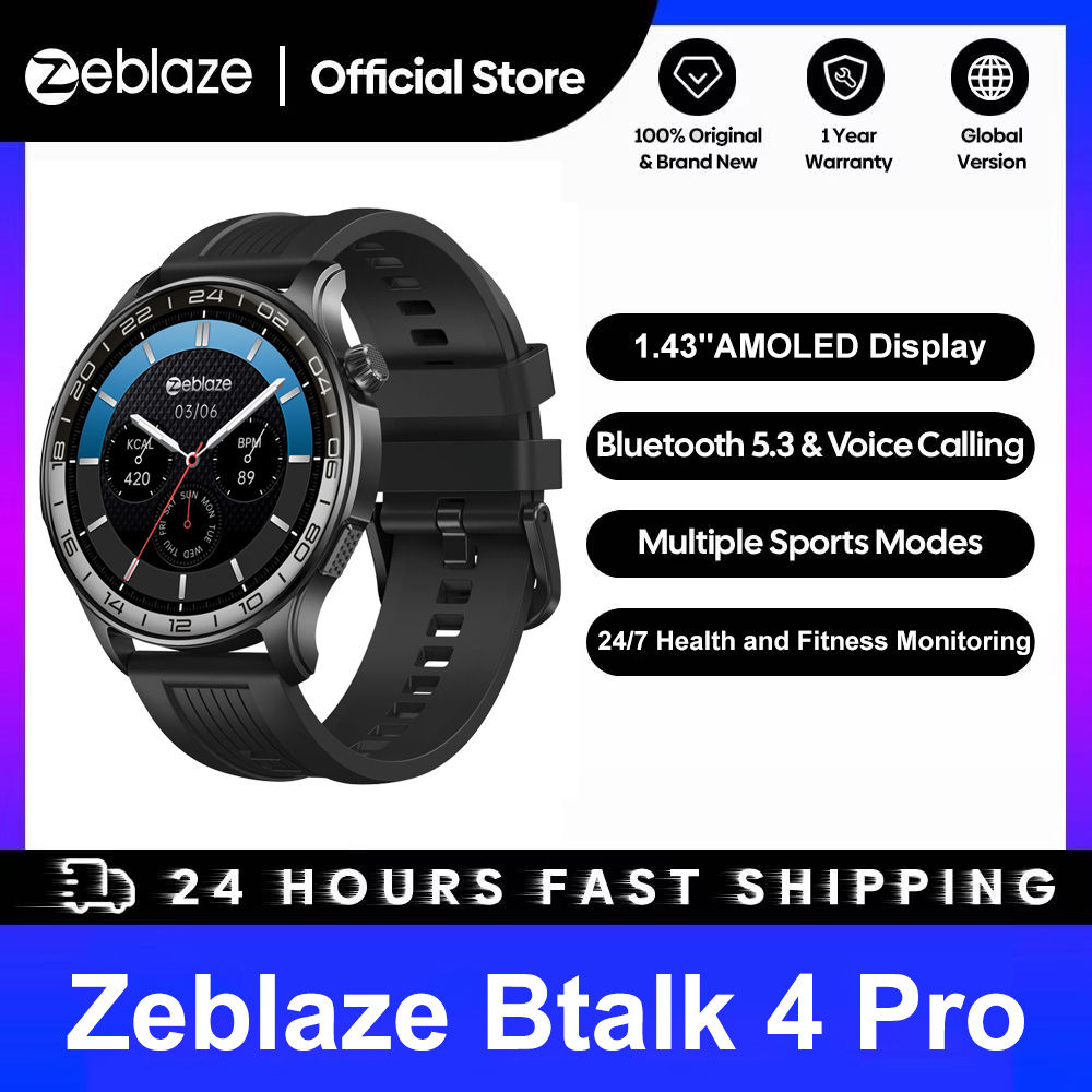 New Zeblaze Btalk 4 Pro Voice Calling Smart Watch 1.43''AMOLED Display Screen He