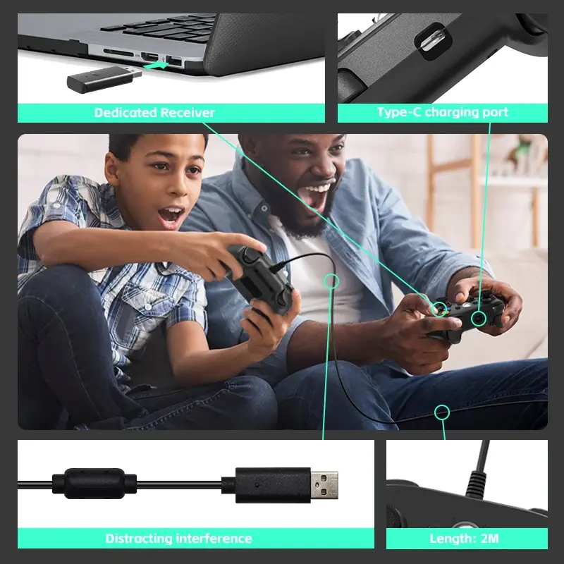 Miniatura: DATA FROG Wireless Controller for Xbox 360 Slim PC, Dual Vibration Turbo Gamepad