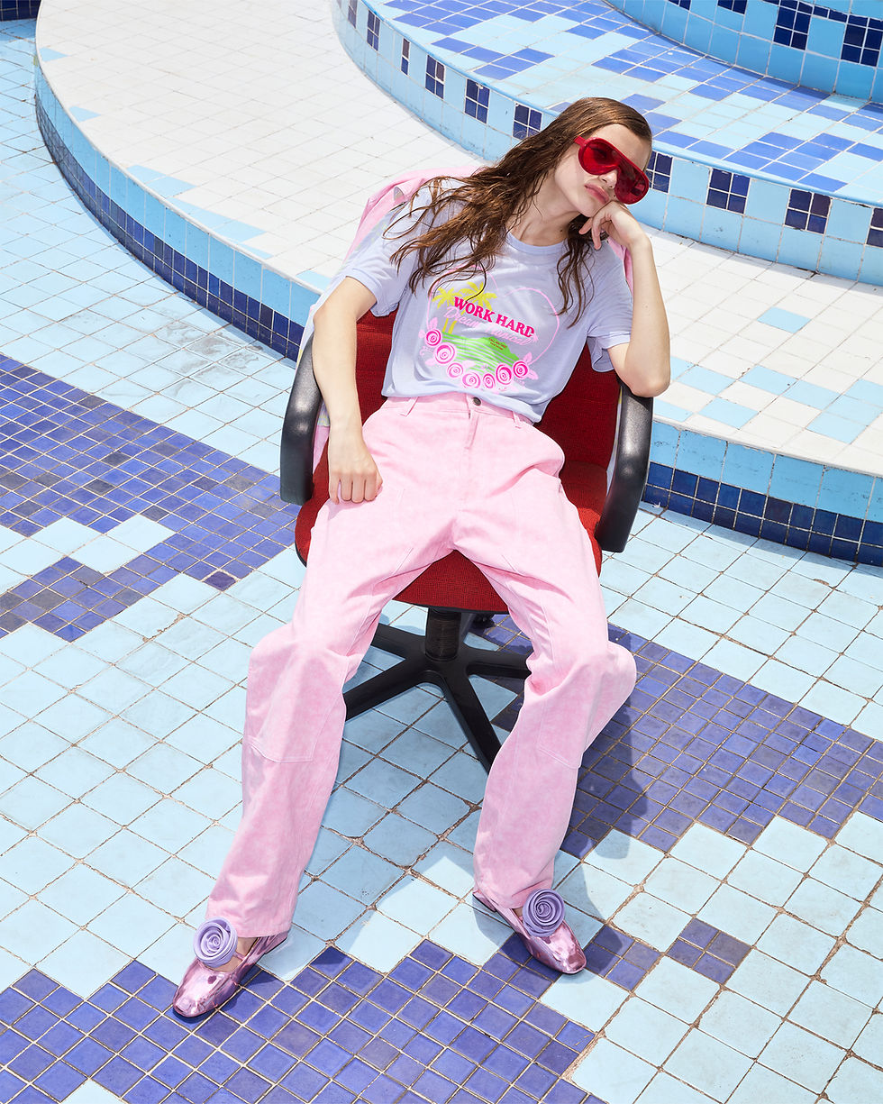 Thumbnail: OLIVER PINK PANTS - LOOSE STRAIGHT DOUBLE FRONT PANTS