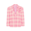 Thumbnail: SHERMAN RED BLAZER - ROSE HAND-CRAFTED PIN SHOULDER PADD CHECKED OVERSIZE BLAZER
