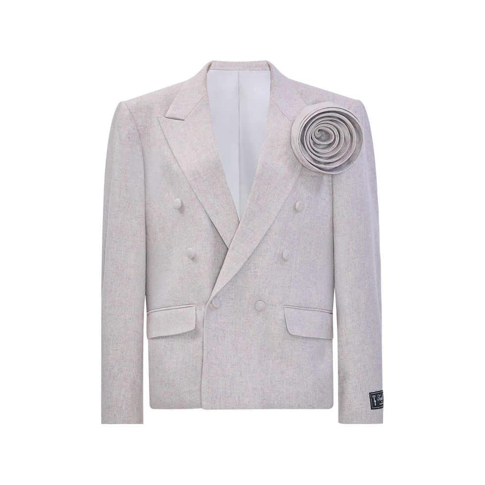 Thumbnail: SHELTON BLAZER - ROSE HAND-CRAFTED PIN DOUBLE BREASTED WOOL BLAZER