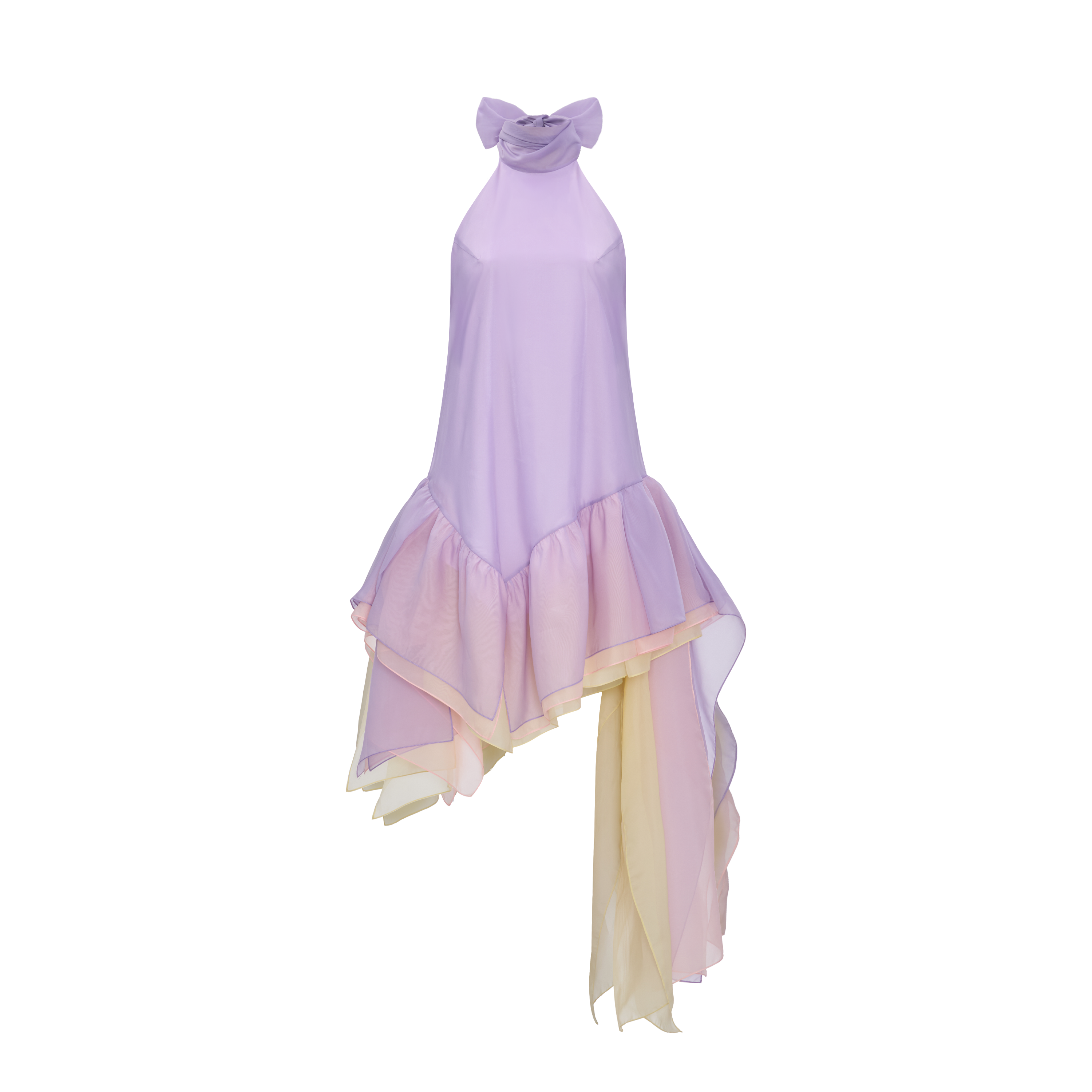 ASHLYN DRESS - HALTER NECK SLEEVELESS ORGANZA OVERLAP MINI DRESS