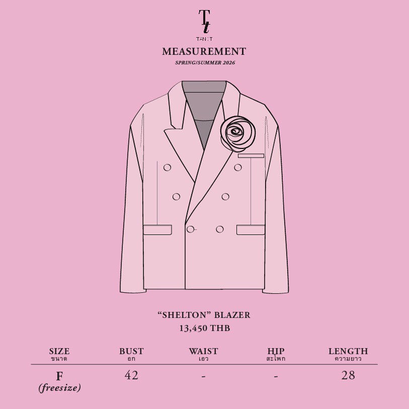 Thumbnail: SHELTON BLAZER - ROSE HAND-CRAFTED PIN DOUBLE BREASTED WOOL BLAZER
