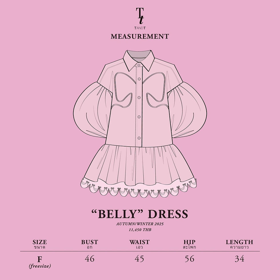 Thumbnail: BELLY DRESS - BOW SHAPED SEAM PUFF SLEEVES MINI SHIRTDRESS
