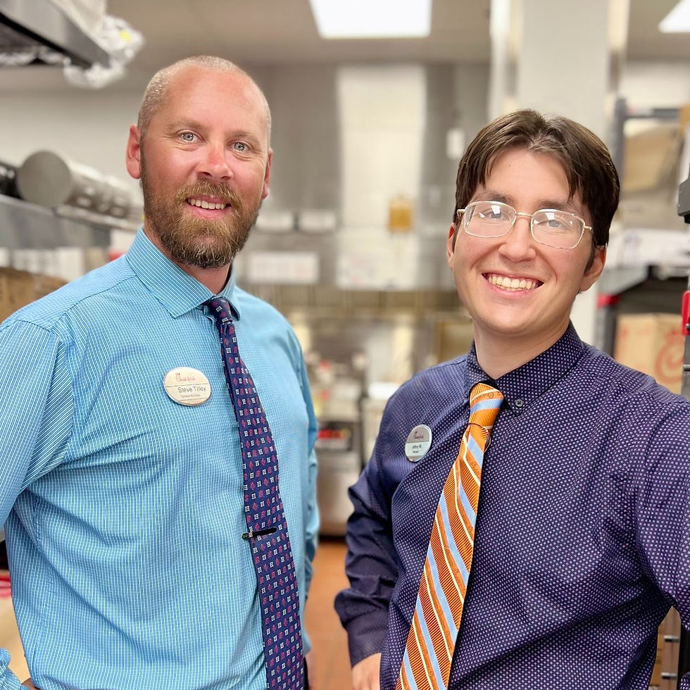 Smiling food service employees